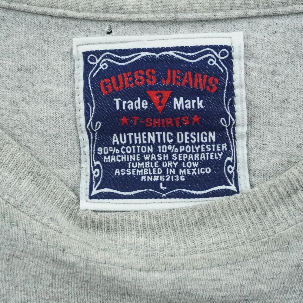 Guess T-Shirt Mens Large Grey Graphic Logo Short Sleeve Heathered Tee - Picture 3 of 7